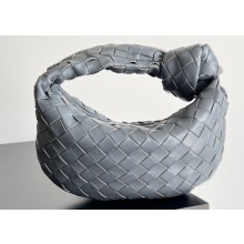 Bottega Veneta intrecciato leather mini jodie top handle bag gray