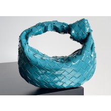 Bottega Veneta patent leather mini jodie top handle bag blue