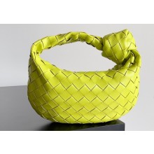 Bottega Veneta intrecciato leather mini jodie top handle bag neon yellow