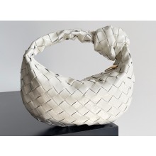 Bottega Veneta patent leather mini jodie top handle bag white