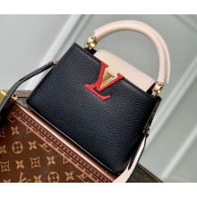 Louis Vuitton Taurillon Leather Capucines Mini Bag Black/Greige Doux/Scarlet
