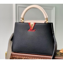 Louis Vuitton Taurillon Leather Capucines BB Bag M21043 Black/Greige Doux/Scarlet