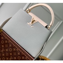 Louis Vuitton Taurillon Leather Capucines MM Bag M21296 Steeple Gray/Greige
