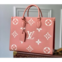 Louis Vuitton Monogram Leather OnTheGo MM Tote Bag M45595 Trianon Pink/Cream