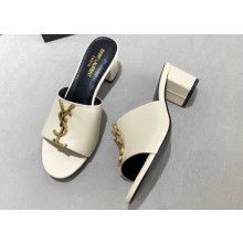 Saint Laurent Heel Mules with gold-tone monogram 04