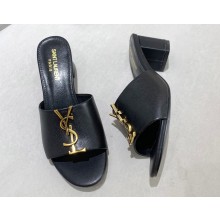 Saint Laurent Heel Mules with gold-tone monogram 05