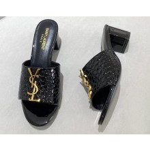 Saint Laurent Heel Mules with gold-tone monogram 06