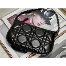 Dior Mini Caro Tulip Bag in Quilted Macrocannage Calfskin Black