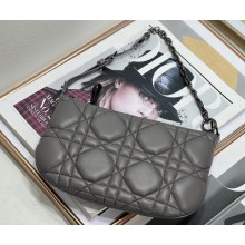 Dior Mini Caro Tulip Bag in Quilted Macrocannage Calfskin Gray