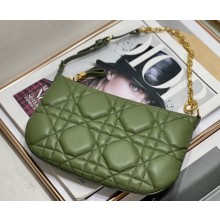 Dior Mini Caro Tulip Bag in Quilted Macrocannage Calfskin Green