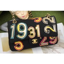Chanel Crystal Letter Tweed Classic Flap Bag 2023