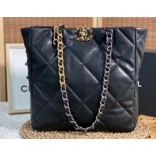 Chanel Shiny Lambskin CHANEL 19 Shopping Bag AS3519 Black 2022