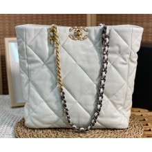 Chanel Shiny Lambskin CHANEL 19 Shopping Bag AS3519 White 2022