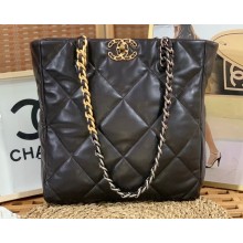 Chanel Shiny Lambskin CHANEL 19 Shopping Bag AS3519 Dark Coffee 2022