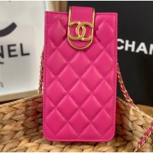 Chanel Lambskin Flap Phone Holder with Chain Bag AP2981 Fuchsia 2022