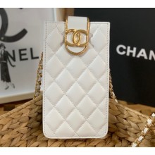 Chanel Lambskin Flap Phone Holder with Chain Bag AP2981 White 2022