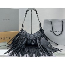 Balenciaga Le Cagole Xs Shoulder Bag in Fringed 92718 Black
