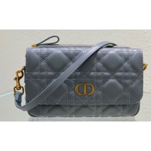 Dior Caro Pouch Bag in Supple Cannage Calfskin Gray