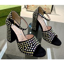Gucci Heel 10cm Sandals Black with Crystals 01 2023