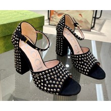 Gucci Heel 10cm Sandals Black with Crystals 06 2023
