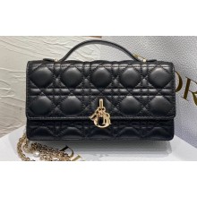 Lady Dior Top Handle Clutch Bag in Cannage Calfskin Black