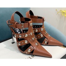 Versace Heel 11cm Stud-embellished Pumps Brushed Brown 2022