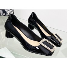 Dior Idylle Heel 3.5cm Ballet Pumps in White Resin Pearls and Patent Calfskin Black 2023