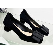 Dior Idylle Heel 3.5cm Ballet Pumps in Grosgrain and Suede Black 2023