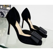Dior Idylle Heeled Sandals in Grosgrain and Suede Black 2023