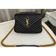 Saint Laurent college medium chain bag in quilted leather 600279/487213 Black/Gold