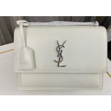 Saint Laurent sunset medium chain bag in smooth leather 442906 White/Silver