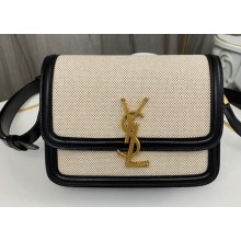 Saint Laurent solferino small satchel bag in canvas and smooth leather 634306 Black
