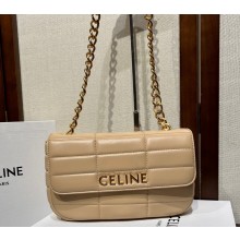 Celine Chain Shoulder Bag Matelasse Monochrome Celine In Quilted Goatskin Beige 2023
