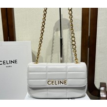 Celine Chain Shoulder Bag Matelasse Monochrome Celine In Quilted Goatskin White 2023