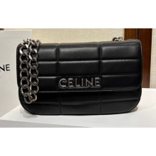 Celine Chain Shoulder Bag Matelasse Monochrome Celine In Quilted Goatskin Black/Silver 2023