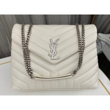Saint Laurent loulou medium chain bag in quilted "y" leather 459749/574946 White/Silver