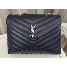 Saint Laurent loulou medium chain bag in quilted "y" leather 459749/574946 Blue/Silver