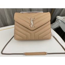 Saint Laurent loulou small chain bag in quilted "y" leather 494699 Apricot/Silver