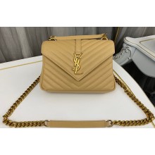 Saint Laurent college medium chain bag in quilted leather 600279/487213 Apricot/Gold