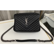 Saint Laurent college medium chain bag in quilted leather 600279/487213 Black/Silver