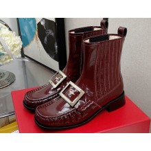Roger Vivier Heel 3.5cm Preppy Viv' Metal Buckle Chelsea Booties Burgundy 2022