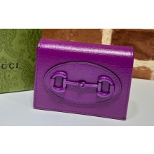 Gucci Horsebit 1955 card case wallet brass hardware 621887 Purple