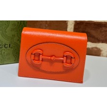 Gucci Horsebit 1955 card case wallet brass hardware 621887 Orange
