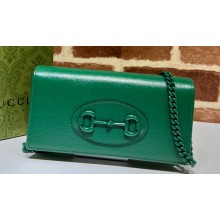 Gucci Horsebit 1955 wallet with chain bag brass hardware 621892 Green