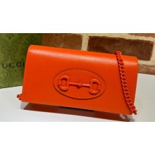 Gucci Horsebit 1955 wallet with chain bag brass hardware 621892 Orange