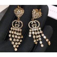 Gucci Strawberry Earrings with Clear Crystals 580959