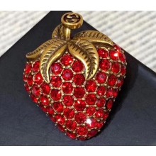 Gucci Strawberry Brooch with Red Crystals