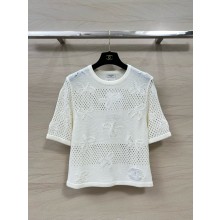 CHANEL WHITE BUTTERFLY embroidered TOP 2024 