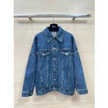 dior Blue Cotton Denim Embroidered Jacket 2024 