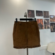 MIU MIU Suede SKIRT BROWN 2024